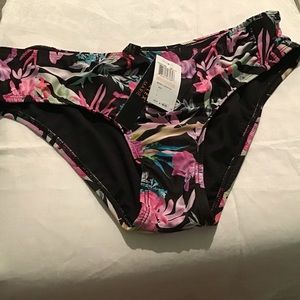 Swimsuit Bottoms 12, Black Multi color Floral NWT
